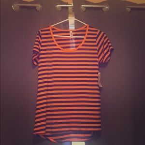 LulaRoe classic T orange/blue —XS